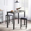 VECELO 3 Pieces Counter Height Bar Table and Chairs Set, Rectangular Kitchen Dining Set for 2 with PU Leather Chairs and Marble Table Top - 2 of 4