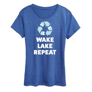 Women's - Instant Message - Wake Lake Repeat Short Sleeve Graphic T-Shirt - 1 of 4
