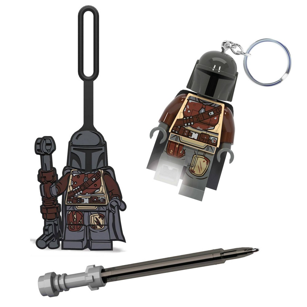 LEGO Star Wars Lightsaber Gel Pen Black Ink with Mandalorian Bag Tag and Keychain Gift Set -  89715776