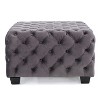 GDFStudio Anikki Modern Glam Velvet Button Tufted Upholstered Square Ottoman - 2 of 4