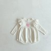 MyKids-USA Baby Girl 1pcs Heart Embroidered Pattern Ruffle Long Sleeve Knit Onesies - 3 of 4