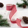 Northlight Red and White Striped Wired Craft Christmas Ribbon 2.5" x 10 Yards - 2 of 4