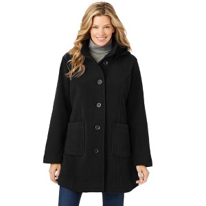 Woman Within Hooded A-Line Fleece Coat - 1 of 4