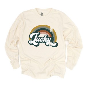 Simply Sage Market Women's Lucky Rainbow Long Sleeve Garment Dyed Tee - 1 of 4