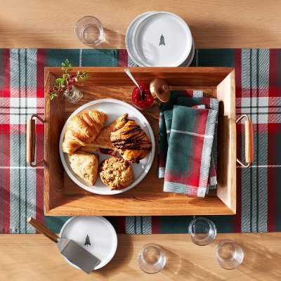 16&#34;x24&#34; Rectangular Wood Serving Tray with Metal Handles Brown/Copper - Hearth &#38; Hand&#8482; with Magnolia