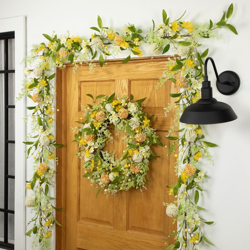 Northlight Berry and Thistle Floral Spring Garland - 5' - Yellow, 2 of 7
