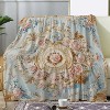Lomsoe Vintage Rose Print Flannel Blanket - All Seasons Soft and Warm Throw Blanket for Napping, Camping, Travel, Office, Home Decor - 2 of 4