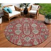 Red Beige And Charcoal Oriental Washable Indoor Outdoor Area Rug - 2 of 4