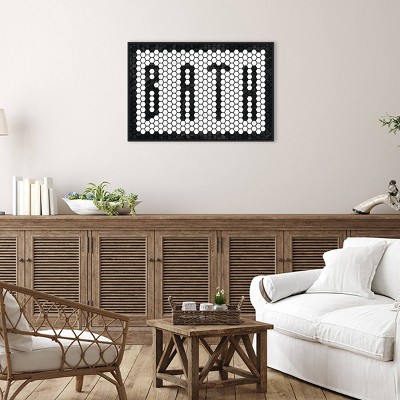 Black and White Hexagonal Tile Framed Canvas Wall Art