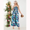 LA LEELA Women's A line Slit Smocked Maxi Casual Beach Dress Tube Top Evening Long Strapless Christmas Outfits for Women - 3 of 4