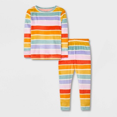 Toddler Girls' Rainbow Striped Pajama Set - Cat & Jack™