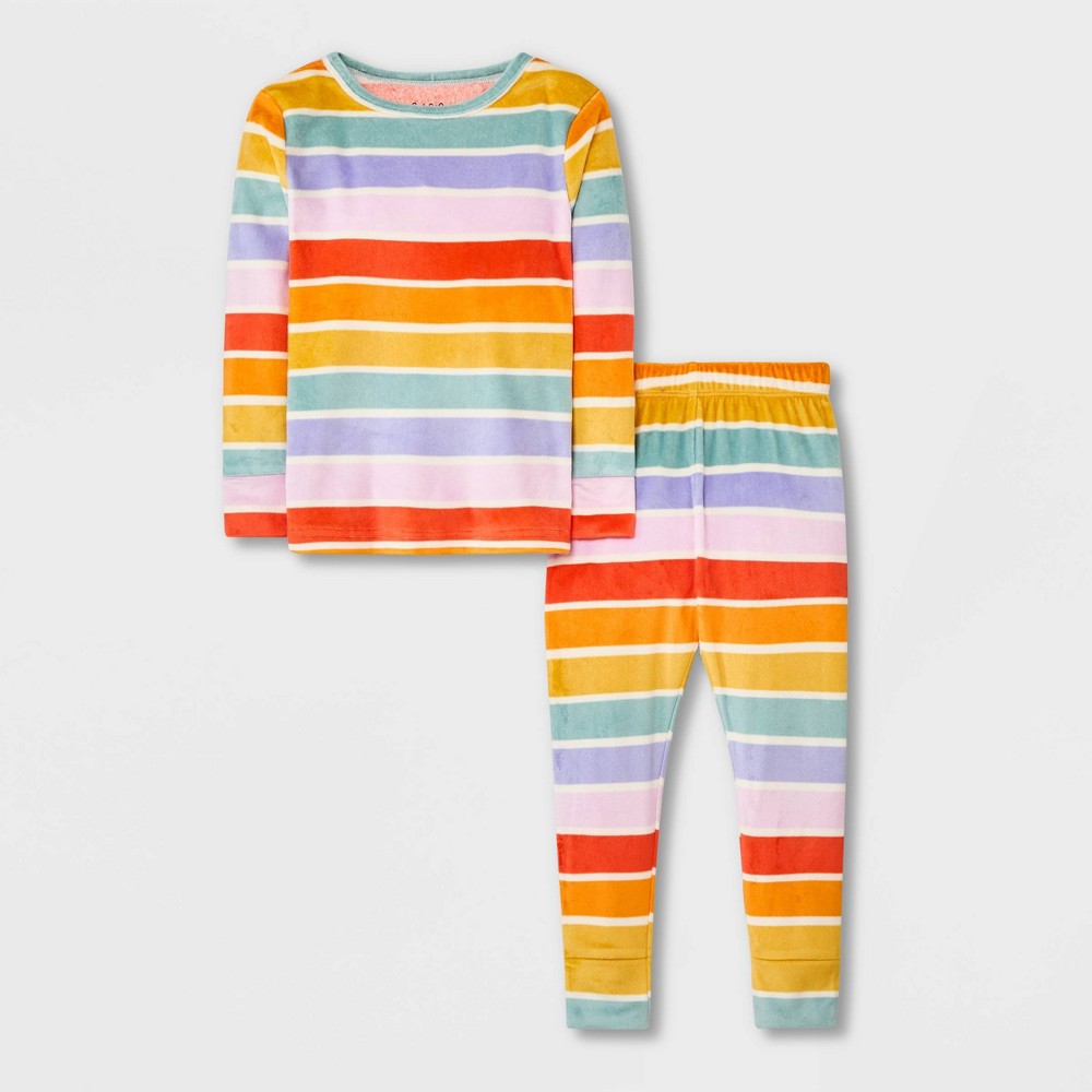 Toddler Girls' Rainbow Striped Pajama Set - Cat & Jack 2T, One Color