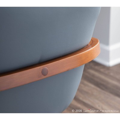 Cosmo Walnut Wood and Grey Faux Leather Arm Chair