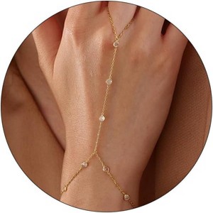 Gold Bracelets for Women, 14K Dainty Gold Plated Stackable Bracelets for Women Trendy Waterproof CZ Tennis Bracelet Set - 1 of 4