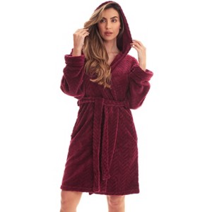 Just Love Womens Plush Solid Robe | Ladies Hooded Bathrobe - 1 of 4