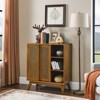 SKRAN Mid Century Modern Rattan Sideboard Cabinet, Buffet Cabinet for Kitchen, Adjustable Shelf & Solid Wood Feet & Rattan Cabinet Doors - 2 of 4