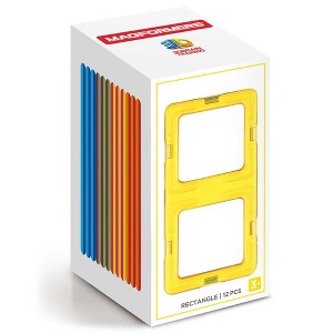 Magformers Rectangle 12 Pieces Rainbow Colors, Educational Magnetic Geometric Shapes Tiles Building STEM Toy Set Ages 3+ - 1 of 4