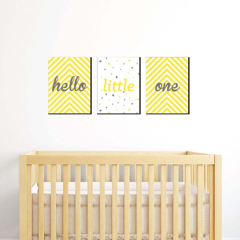 Big Dot of Happiness Hello Little One - Yellow and Gray - Baby Girl or Boy Nursery Wall Art & Kids Room Decor - 7.5 x 10 inches - Set of 3 Prints, 2 of 8