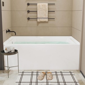 Acrylic Alcove Tub,60 Rectangular Alcove Soaking Bathtub with Integral Apron Front In Glossy White,Brushed Nickel Pop-Up Drain Include - 1 of 4