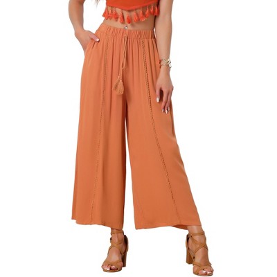 Capris For Women Casual Summer Dressy,Loose Linen Pants Elastic High Waisted Loose Yoga Sweatpants Crop Pants With Pockets - View #10