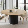PexFix 60" Solid Wood Round Dining Table Kitchen Table for 6-8 with Tabletop & Textured Cylindrical Base for Living/Dining Room Coffee Office Natural - 2 of 4