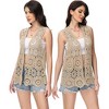 Anna-Kaci Women's Floral Crochet Cardigan Lace Trim Sleeveless Open Front Vest - 4 of 4