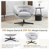 Lyngins Ergonomic Office Chair – Modern 360° Swivel Chair with Removable Cushion, Chenille Upholstery, Black Metal Base, Round Home Office Desk Chair - 3 of 4