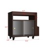Famapy Movable Side Table Coffee Table with Glass Sliding Doors - 3 of 4