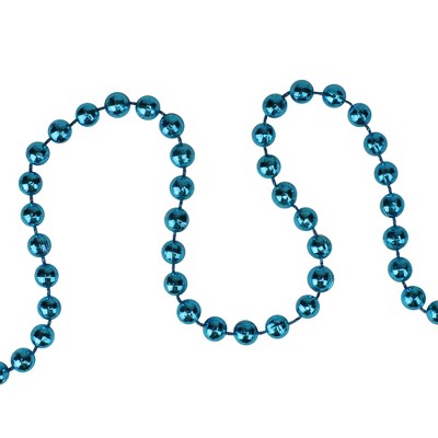 Northlight 15' x 0.25" Shiny Metallic Teal Blue Beaded Artificial Christmas Garland - Unlit