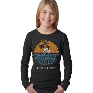 LA Pop Art Girl's Word Art Long Sleeve - Cities In San Diego - 1 of 4