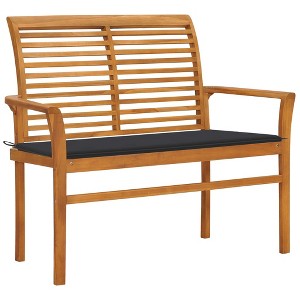 vidaXL Patio Bench with Anthracite Cushion 44.1 in. Solid Teak Wood - 1 of 4