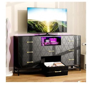 Modern 8-Drawer White Dresser, 59" Wooden Chest, Spacious Storage Organizer for Bedroom, Closet, Living Room, TV Stand - 1 of 4