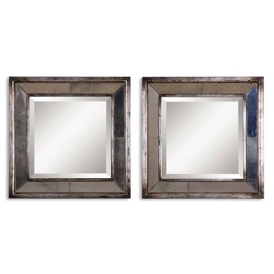 Square Davion Decorative Wall Mirror Set Of 2 Silver Uttermost Target - Square Wall Mirror Set