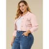 Agnes Orinda Women's Plus Size Cropped Long Sleeve Trendy Fashion Denim Jean Jackets - 4 of 4