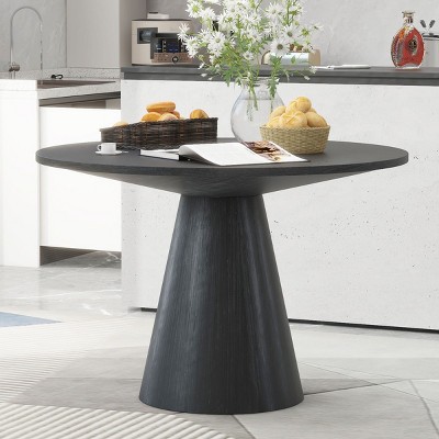 Round Wood Dining Table for 4, Retro Minimalist Design, Elegant Kitchen or Dining Room Table – Cuddlewood