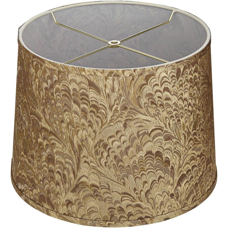 Springcrest 13" Top x 15" Bottom x 11" High x 11" Slant Print Lamp Shade Replacement Medium Tan Tapered Drum Traditional Fabric Spider Harp Finial, 4 of 8