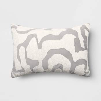 Oblong Cut Plush Decorative Throw Pillow Gray - Room Essentials™