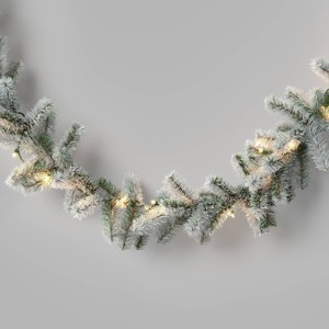 9' Christmas Flocked Canadian Garland with LED Lights - Wondershop™ - 1 of 4