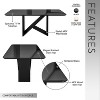 Okak Compact 4/6 Seater Italian Dining Table with Painted Glass Top and Wooden Base Kitchen Table for Kitchen, Dining Room - 2 of 4