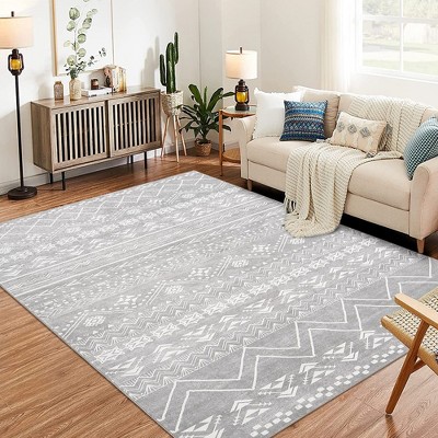 Garvee Large Moroccan Area Rug, Super Soft Ultra-Thin Boho Floor Carpet, Anti-Slip Foldable Machine Washable Rug