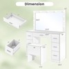 Costway Vanity Desk with Mirror and Lights Storage Stool Power Outlets 3 Lighting Colors - 3 of 4