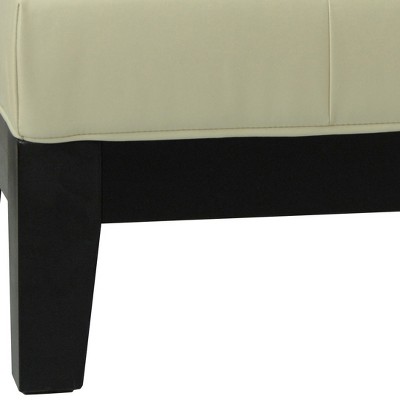 Jordan Off-White Tufted Leather Cocktail Ottoman