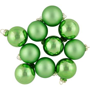 Northlight 10pc Shiny and Matte Glass Ball Christmas Ornament Set 1.75" - Grass Green