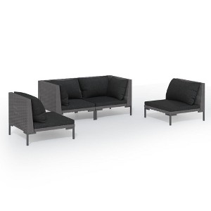 vidaXL Patio Lounge Set Outdoor Sectional Sofa Set Table Poly Rattan Dark Grey - 1 of 4