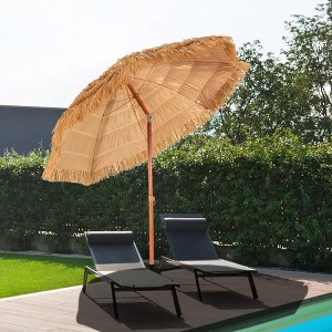 Bestier Thatch Patio Umbrella, 6.5 Feet 8 Ribs Tiki Style Outdoor Beach Umbrella with Adjustable Lift for Poolside, Backyard, Tropical Palapa - 1 of 4
