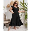 Womens Plus Size Casual Sleeveless Maxi Dress Ruffle Sleeve A Line Swing Summer Maxi Dress with Pockets - 3 of 4