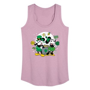 Women's - Disney - Mickey And Minnie Pot Of Gold Graphic Racerback Tank - 1 of 4