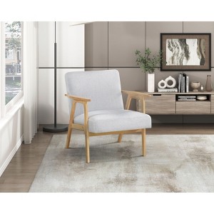 NicBex 1pc Accent Chair with Solid Rubberwood Frame Lounge Chair Reading Chair Comfy Chair Home Furniture for Living Room, Gray,Natural - 1 of 4