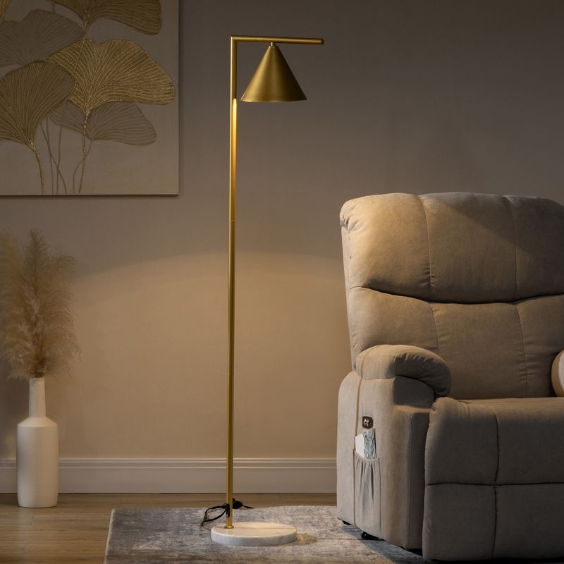 HOMCOM Modern Floor Lamps for Living Room Lighting, Adjustable Standing Lamp for Bedroom Lighting, Gold, 4 of 8