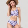 Anna-Kaci Swim Women's Floral Print Ruffle Trim Bikini Set with Scoop Neck Crop Top and High Waist Bottom - 2 of 4